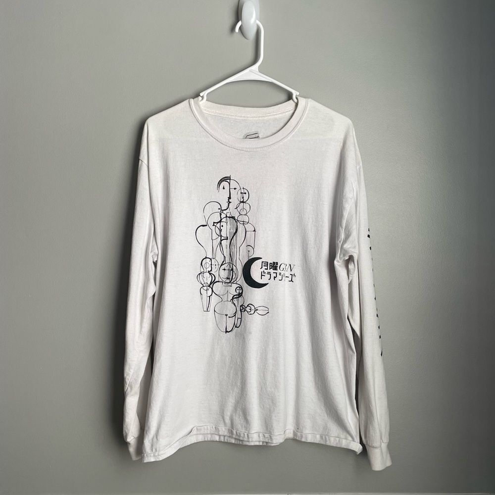 Genesis Collective Asian Graphic White Long Sleeve Shirt Size Men's Medium